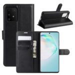 Litchi Skin Wallet Leather Stand Case for Samsung Galaxy A91/M80s/S10 Lite – Black