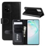Crazy Horse Texture Leather Wallet Phone Protective Cover for Samsung Galaxy A91/M80s/S10 Lite – Black