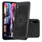 Imprint Mandala Leather Coated PC + TPU Combo Phone Casing for Samsung Galaxy A10 – Black