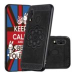 Imprint Mandala Flower PU Leather Coated Phone Case for Samsung Galaxy A20e – Black