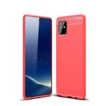 Carbon Fiber Texture Brushed TPU Cell Phone Cover for Samsung Galaxy A81/Note 10 Lite – Red
