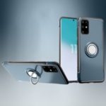 Rotatable Finger Ring Kickstand PC + TPU Phone Phone Shell [Built-in Magnetic Metal Sheet] for Samsung Galaxy S11e – Navy Blue