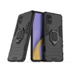 2-in-1 Plastic + TPU Phone Case Shell with Kickstand for Samsung Galaxy A51 – Black