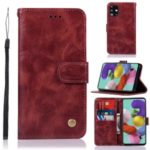 Premium Vintage Leather Wallet Case for Samsung Galaxy A71 – Wine Red