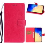 Imprint Butterflies Pattern Flip Leather Wallet Case for Samsung Galaxy A51 – Red