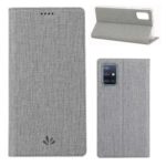 VILI DMX Cross Skin Stand Leather Card Holder Case for Samsung Galaxy A71 – Grey