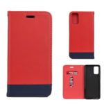 Two-tone Card Holder Stand Split Leather Case for Samsung Galaxy S11e 6.4 inch – Red