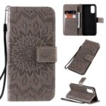 Imprint Sunflower Wallet Leather Casing for Samsung Galaxy S20/S11e – Brown