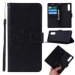 Imprint Butterflies Wallet Stand Flip Leather Case for Sony Xperia 5 – Black