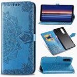 Embossment Mandala Flower Leather Case for Sony Xperia 5 – Blue