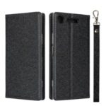 Silk Skin Wallet Stand Leather Protective Phone Case for Sony Xperia XZ1 – Black