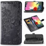 Embossed Mandala Flower Wallet Leather Stand Cover Shell for LG K50S – Black