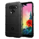 Shock-proof Rugged Square Grid Texture TPU Back Case for LG K50S – Black