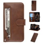 Zipper Pocket Stand Leather Wallet Case for Huawei nova 5 / nova 5 Pro – Brown