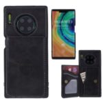 PU Leather+TPU Magnetic Card Holder Kickstand Phone Cover Case for Huawei Mate 30 Pro – Black