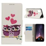 Pattern Printing Leather Wallet Case for Huawei Honor V30 Pro / V30 Pro 5G – Owls and Hearts