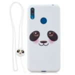 Simple Candy Color TPU Printing Case+Silicone Strap for Huawei Y7/Y7 Prime/Y7 Pro (2019)/Enjoy 9 – White/Panda