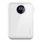 KUULAA 10000mAh Power Bank Portable Charger 2.1A Fast Charging with Digital Screen [Glossy Surface] – White
