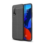Litchi Grain Skin Soft TPU Cell Phone Casing for Huawei Nova 6 – Black