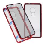 Anti-peep Magnetic Installation Metal Frame + Tempered Glass Covering for Huawei Mate 20 – Red