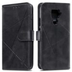 Geometric Style Flip Leather Wallet Case with Lanyard for Huawei Mate 30 Lite/Nova 5i Pro – Black
