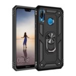 Hybrid PC TPU Kickstand Armor Phone Shell for Huawei P20 Lite (2018) / Nova 3e (China) – Black