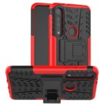 Cool Tyre Texture PC + TPU Hybrid Phone Cover with Kickstand for Motorola Moto G8 Play – Red