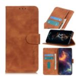 KHAZNEH Vintage Leather Wallet Stand Flip Case for Motorola One Vision/P50 – Brown