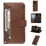 Zipper Pocket PU Leather Wallet Phone Covering Case for Xiaomi Mi CC9e/A3 (2017) – Brown