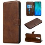 For Xiaomi Redmi Note 8 Pro Solid Color Wallet Magnetic Leather Cover – Brown