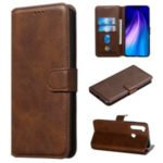 Solid Color Wallet Stand Leather Case for Xiaomi Redmi Note 8 – Brown