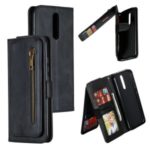 Zipper Pocket 9 Card Slots Leather Wallet Cover for Xiaomi Redmi 8 – Black