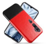 KSQ PU Leather Coated Dual-color Splicing PC Back Shell for Xiaomi Mi CC9 Pro/Mi Note 10 – Red/Black