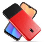 KSQ Dual-color Splicing PU Leather Coated PC Back Shell for Xiaomi Redmi 8A – Red/Black