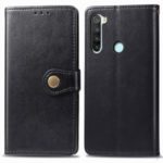 Magnetic Clasp Wallet Leather Case with Strap for Xiaomi Redmi Note 8T – Black