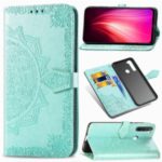 Mandala Flower Embossed Leather Stand Phone Wallet Case for Xiaomi Redmi Note 8T – Cyan