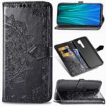 For Xiaomi Redmi Note 8 Pro Embossed Mandala Flower Wallet Leather Protection Case – Black
