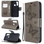Imprint Butterfly Wallet Leather Stand Case for Xiaomi Redmi Note 8T – Grey