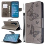 Imprint Butterfly Magnetic Leather Stand Case for Xiaomi Mi CC9 Pro / Mi Note 10 / Mi Note 10 Pro – Grey
