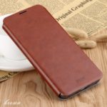 MOFI Rui Series Dropproof PU Leather Stand Phone Cover for Xiaomi Mi CC9 Pro/Note 10 – Brown