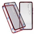 For Xiaomi Mi CC9 Pro/Mi Note 10/Mi Note 10 Pro Anti-peep Magnetic Metal Frame + Tempered Glass Casing – Red