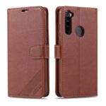 AZNS PU Leather Wallet Stand Phone Case for Xiaomi Redmi Note 8T – Brown