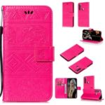 Imprint Elephant PU Leather Wallet Stand Case for Xiaomi Redmi Note 8T – Rose