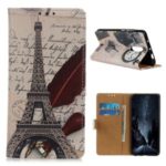 Pattern Printing PU Leather Wallet Stand Phone Case for Xiaomi Redmi K30 – Eiffel Tower and Letters