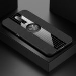 Splicing Cloth Texture Invisible Finger Ring Kickstand TPU + Acrylic + Metal Hybrid Case [Built-in Magnetic Metal Sheet] for Xiaomi Redmi 8A – Grey