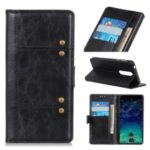 Rivet Decorated Leather Wallet Case with Stand Shell for Xiaomi Redmi K30 – Black