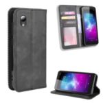 Retro Skin Leather Wallet Phone Cover for ZTE Blade A3 (2019)/Blade L8 – Black