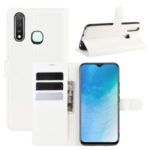 Litchi Surface Simple Design Leather Case for vivo U3/Y19/Y5s – White