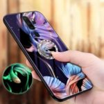 Luminous Tempered Glass PC + TPU Hybrid Phone Cover with Kickstand for OPPO A9 (2020) – Fish