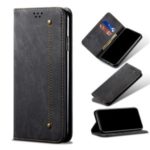 Retro Style Jeans Cloth Leather Wallet Case for OPPO A9 (2020) / A11x – Black